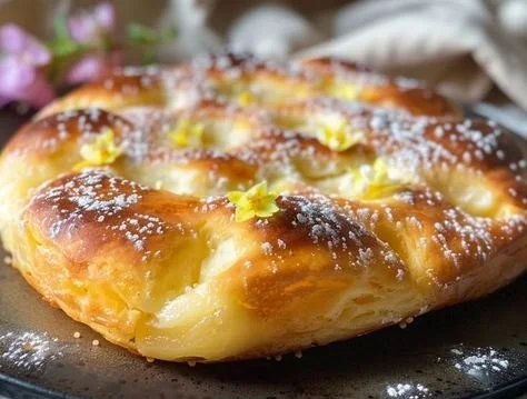 Fougasse sucrée à la fleur d'oranger, délicieuse pâtisserie française.