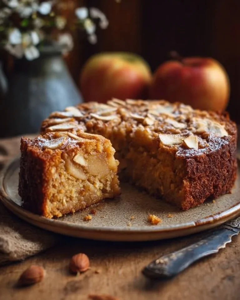 Gâteau à la compote de pommes et flocons d'avoine, dessert sain et savoureux