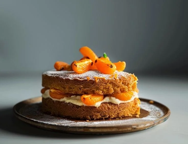 Gâteau aux carottes moelleux avec garniture appétissante