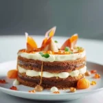 Gâteau aux carottes frais et moelleux, prêt à déguster.