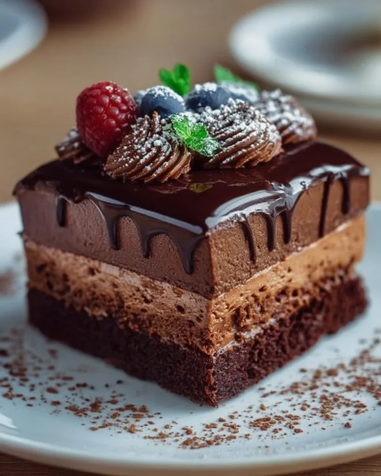 Gâteau crémeux sans cuisson au chocolat, dessert indulgent et facile à préparer