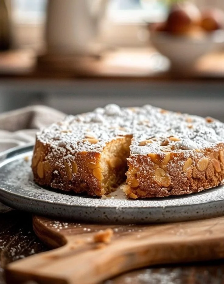 Gâteau d'amandes moelleux et savoureux sur une assiette élégante