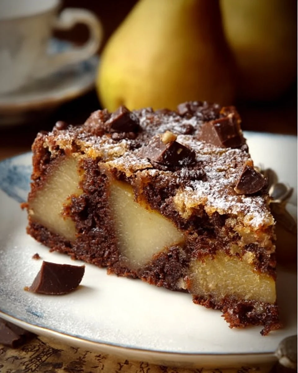 Gâteau moelleux aux poires et chocolat, un dessert savoureux et tendre