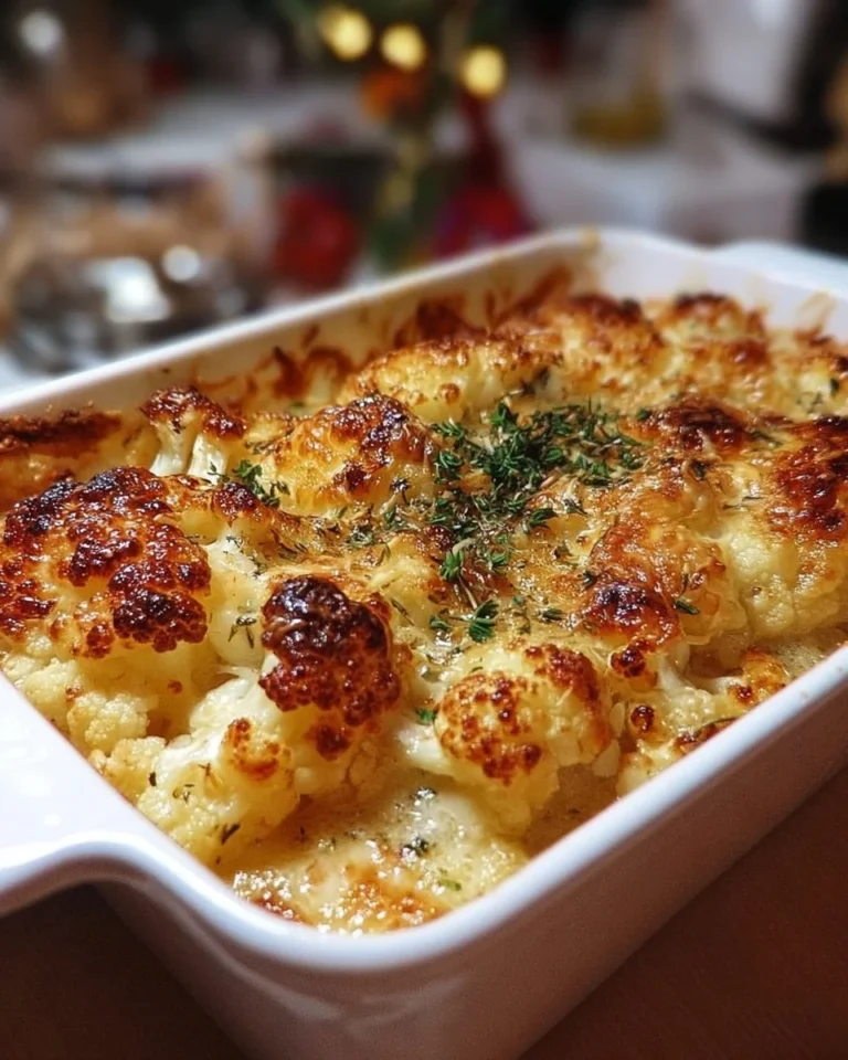 Plat de gratin de chou-fleur crémeux et doré au four