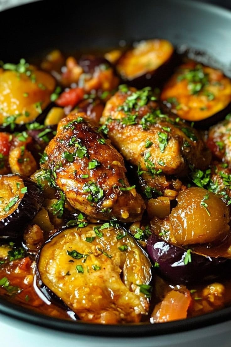 Ragoût de poulet aux aubergines