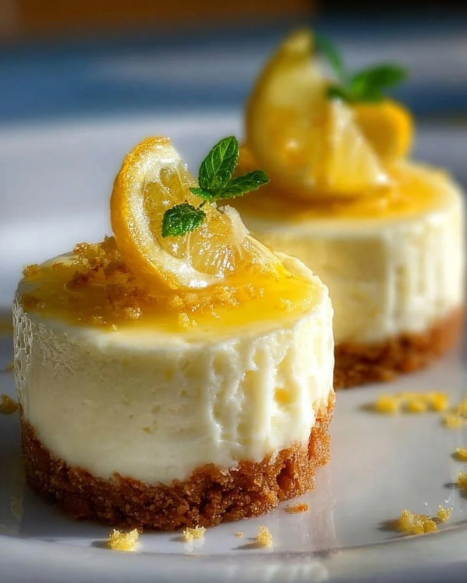 Mini cheesecakes au citron garnis de zestes de citron et crème légère