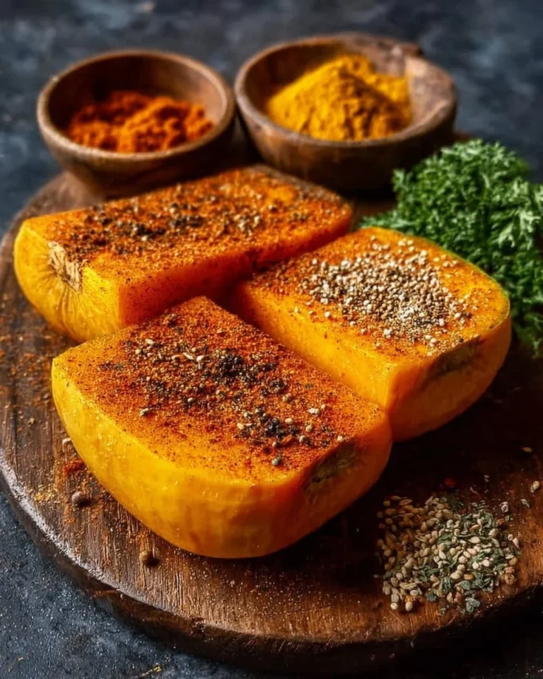 Morceaux de courge butternut épicés cuits à l'Airfryer, dorés et savoureux