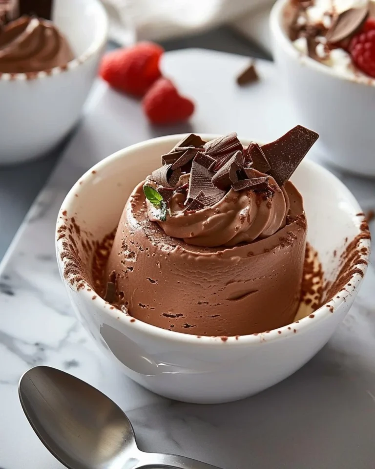 Mousse au chocolat au mascarpone servie dans un joli bol