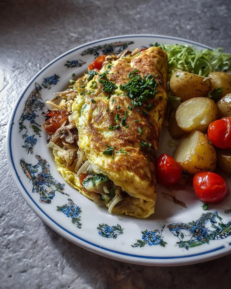 Omelette Farcie aux Pommes de Terre et Légumes, plat savoureux et coloré
