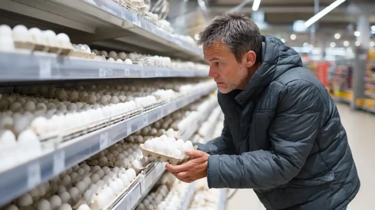 Rayon œufs vide dans un supermarché français, reflet d’une pénurie sans précédent qui bouleverse les habitudes culinaires en 2025.