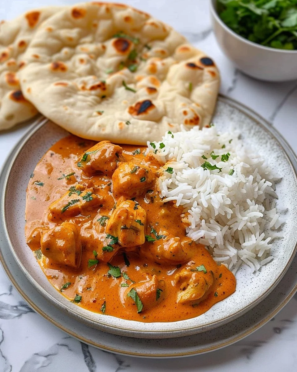 Recette de poulet au beurre savoureux avec sauce crémeuse et épices