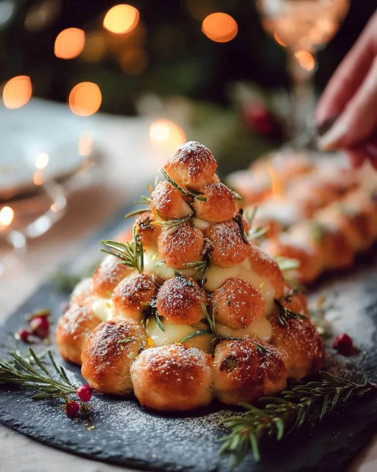 Recettes de Noël illustrant un sapin décoré avec des plats savoureux