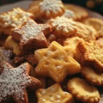 Assortiment de Sablés de Noël décorés sur une table festive.