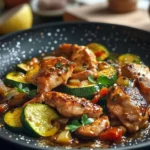 Sauté de poulet aux courgettes dans une sauce soja légère et savoureuse