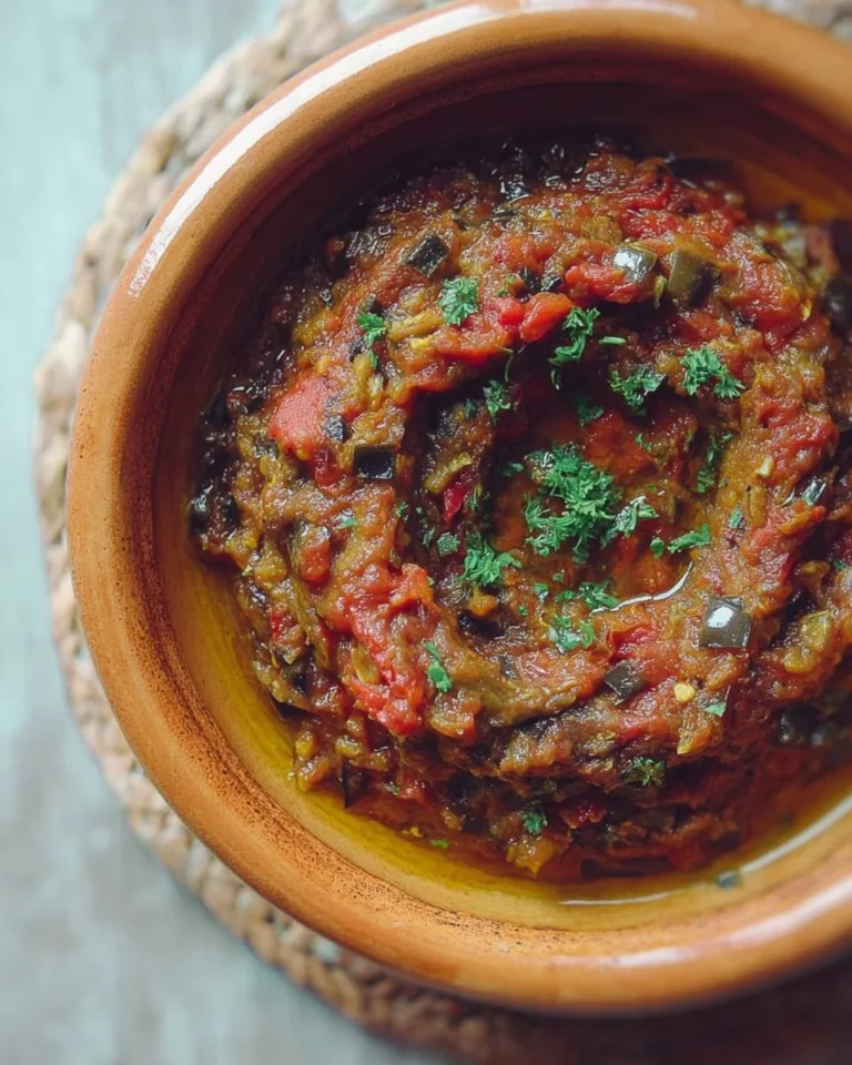 Plat traditionnel marocain Zaalouk à base d'aubergines et d'épices