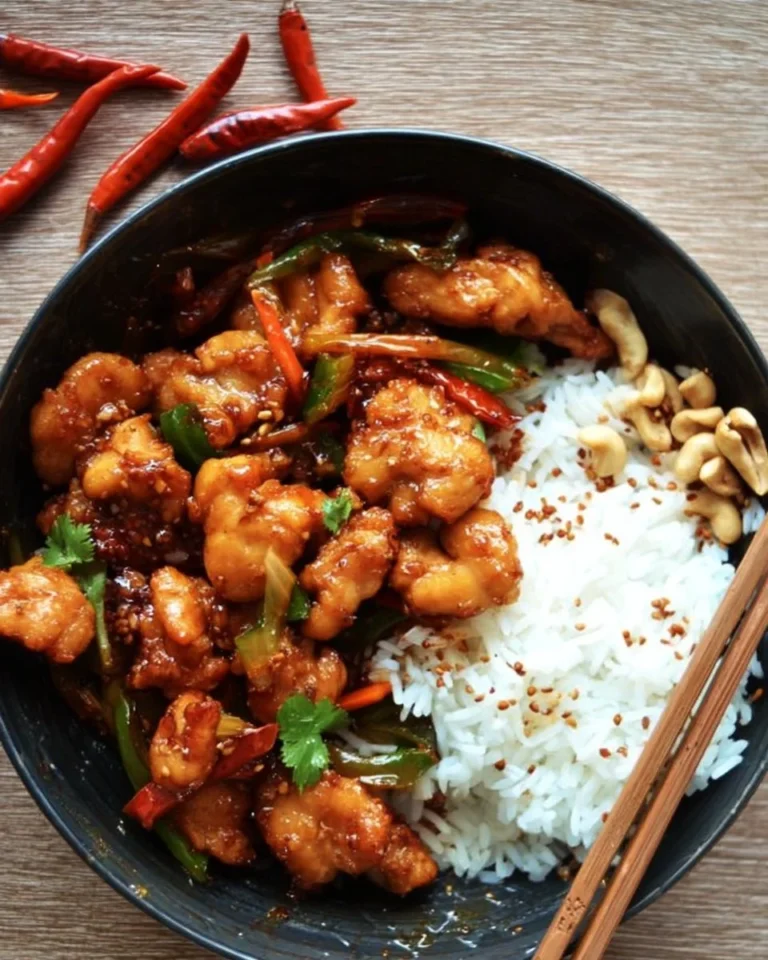 Poulet aux saveurs asiatiques présenté dans une assiette garnie de légumes