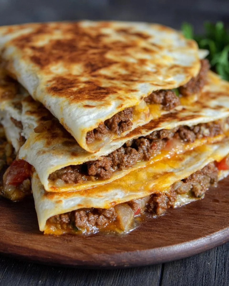 Quesadillas à la viande hachée savoureuses et prêtes à être dégustées