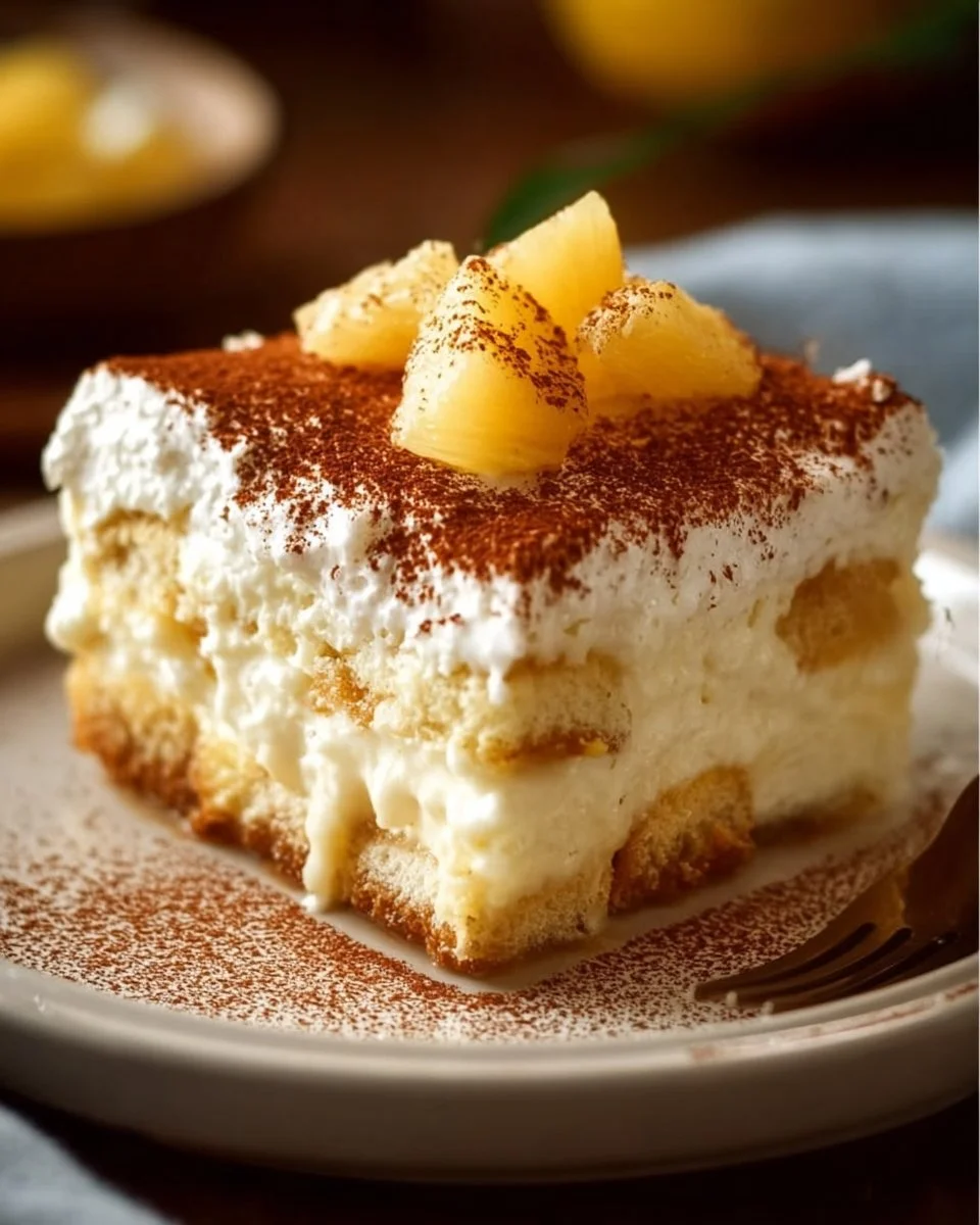 Tiramisu Coco Ananas, un dessert tropical savoureux au café et noix de coco.
