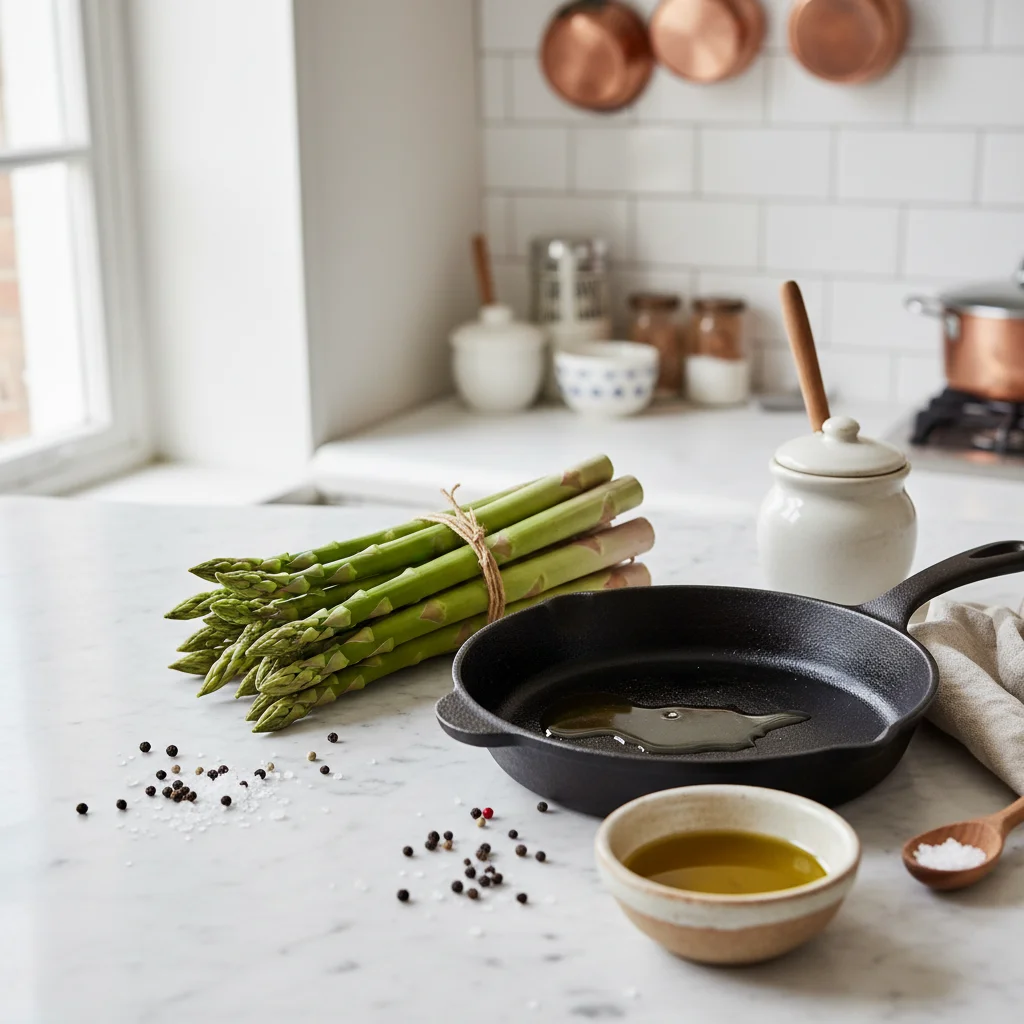 Ingrédients cuisson asperges méthode française poêle huile olive technique chefs
